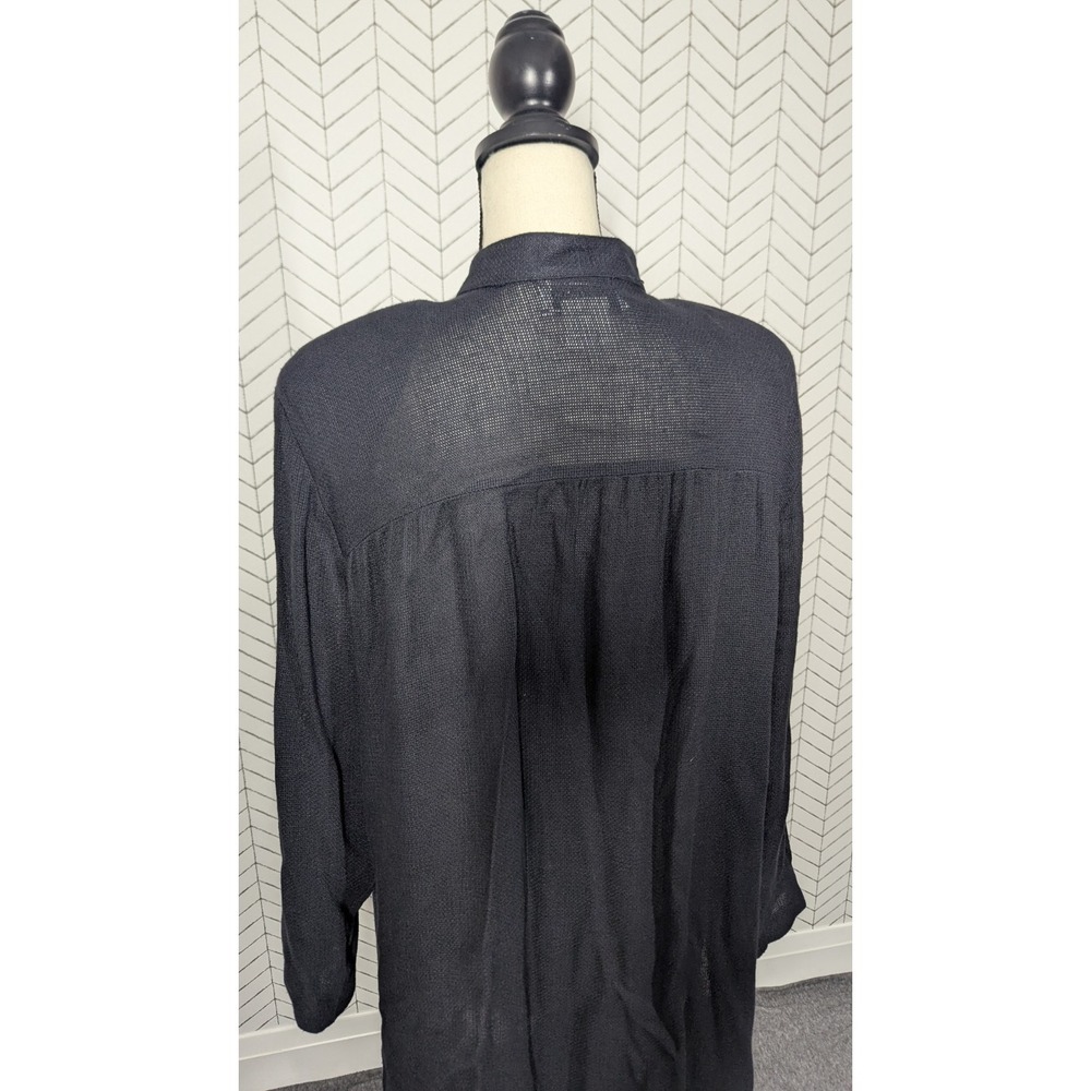Vintage August Max Women's X Black  Linen Blend‎ Cardigan Tribal Witchy Boho USA - Picture 11 of 16